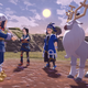 The Pokemon Legends Arceus protagonist plays a flute to a Hisuian Stantler.